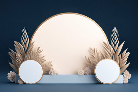 Podium mockup, display stand, platform, pedestal, stage or scene. Studio, showroom or showcase podium, product presentation stand. Generative AIの素材