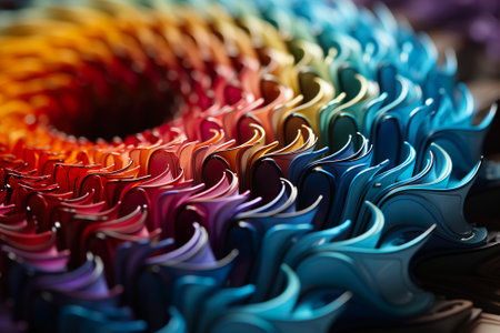 A close up of a bunch of scissors on a table. Generative AI. Abstract digital art object.の素材