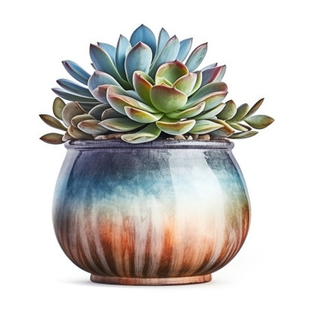 A pot with a succulent plant in it.の素材