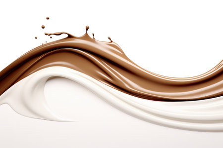 A splash of chocolate on a white background.の素材