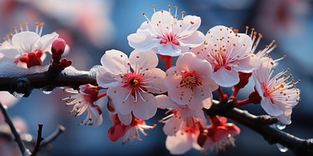 A close up of a bunch of flowers on a tree. Imaginary illustration.の素材