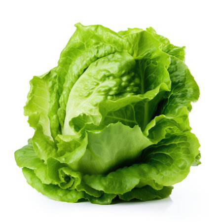 A close up of a lettuce on a white background.の素材