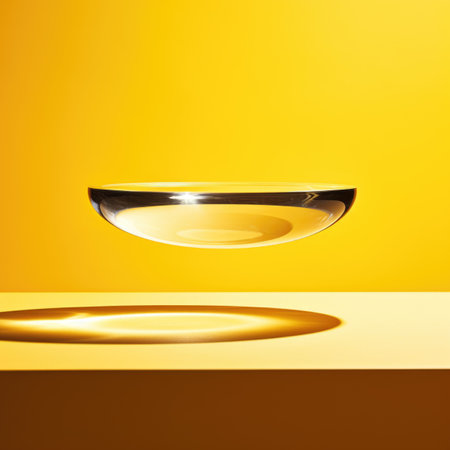 A glass bowl with a liquid inside of it. Glass podium, pedestal.の素材