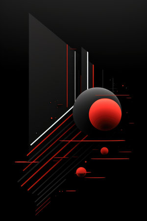 A black and red wallpaper with a red ball.の素材