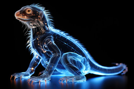A lizard sitting on top of a table. Celestial outline.の素材