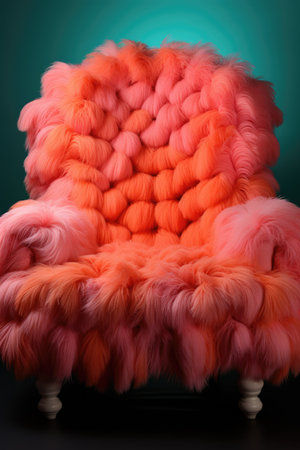 A chair with a large pile of fur on top of it.の素材