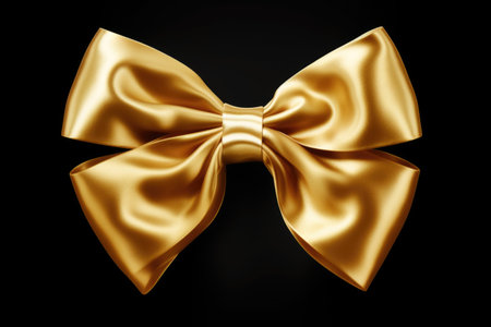 A gold bow on a black background.の素材