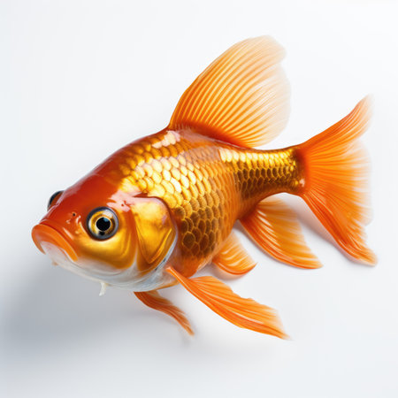 A close up of a fish on a white surface.の素材