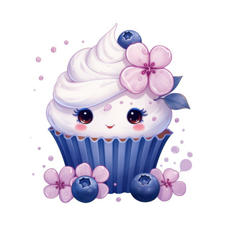 A cupcake with a flower on top of it.の素材