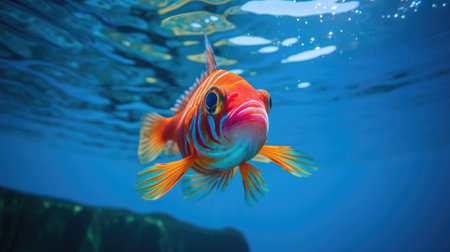 A colorful fish swimming in the water.の素材