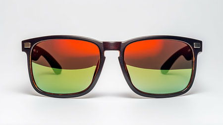 A pair of sunglasses on a white surface.の素材