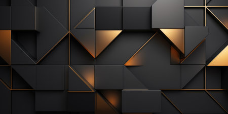 A black and gold wallpaper with geometric shapes. Black Friday background.の素材
