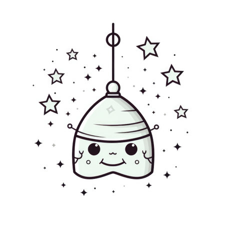 A cute little bell hanging from a string.の素材