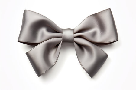 A silver bow on a white surface.の素材