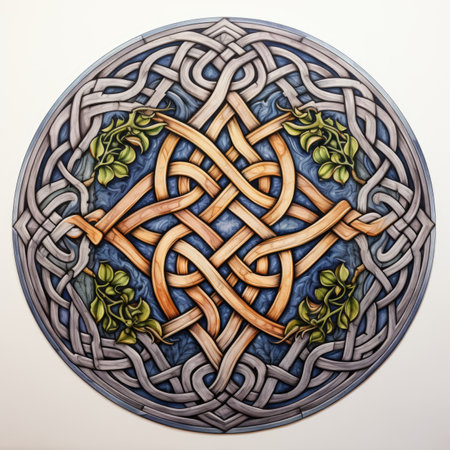 A painting of a celtic design on a wall.の素材