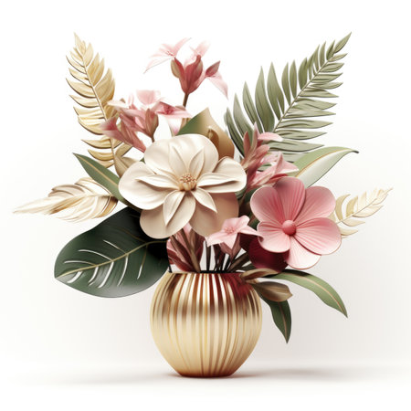 A vase filled with pink and white flowers.の素材