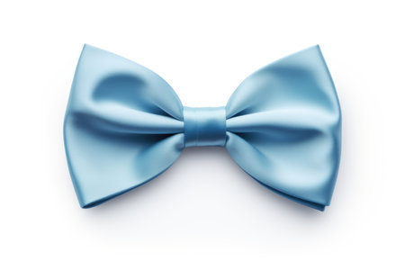 A blue bow tie on a white surface.の素材