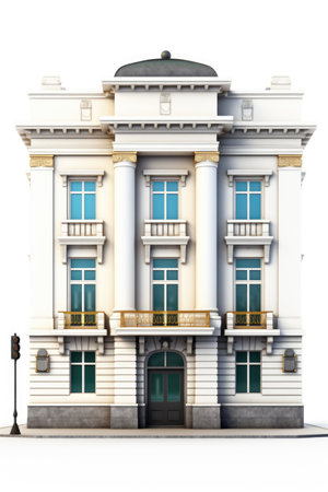 A large white building with a clock on the front of it.の素材