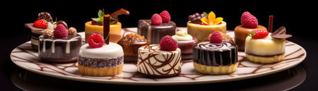 A white plate topped with assorted desserts.の素材