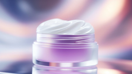 A jar of cream sitting on top of a table.の素材