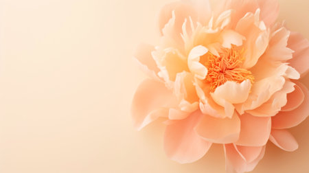 A large white flower on a white surface. Peach fuzz, color of the year 2024, monochromatic image.の素材