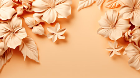 A close up of a bunch of flowers. Peach fuzz, color of the year 2024, monochromatic image.の素材