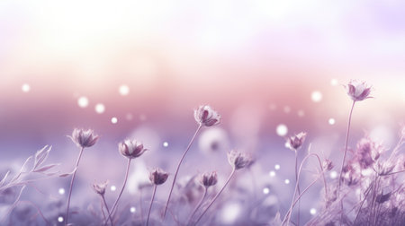 A bunch of flowers that are in the grass. Header, footer, panoramic banner image.の素材