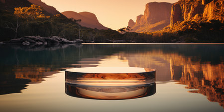 A wooden platform sitting on top of a body of water.の素材
