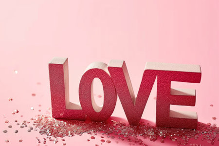 The word love is made out of wooden letters.の素材