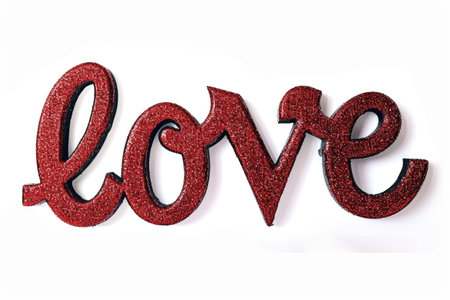 The word love is made out of red glitter.の素材