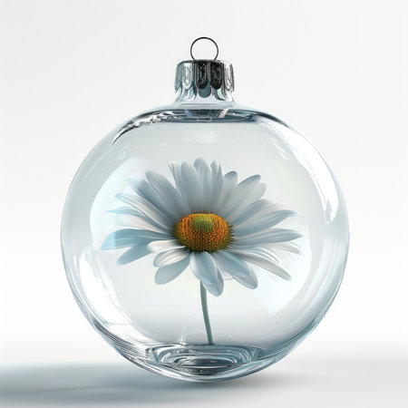 A glass ornament with a flower inside of it. Clipart isolated on white background.の素材