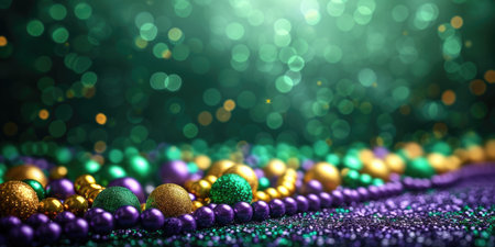 A close up of beads and beads on a table.の素材