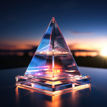 A pyramid shaped object sitting on top of a table.の素材