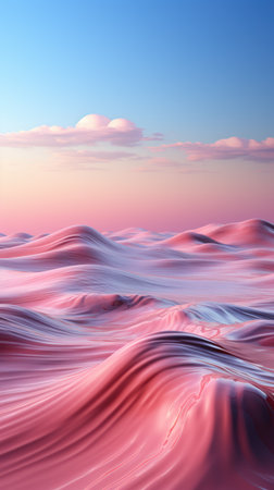 A large body of water with a sky in the background. Abstract wallpaper background in pink and purple. Changing landscape of new innovative ai powered technologies.の素材