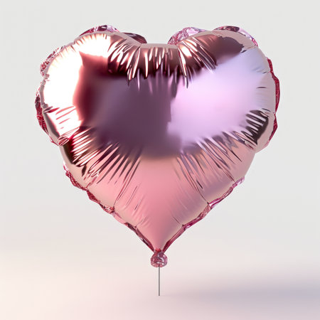 A pink heart shaped balloon on a stick.の素材