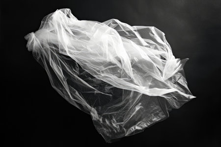A black and white photo of a plastic bag.の素材