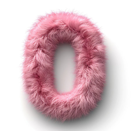 A pink furry letter o on a white background.の素材