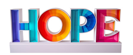 The word hope is painted in bright colors.の素材