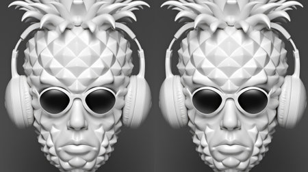 A pair of headphones with a pineapple on them.の素材