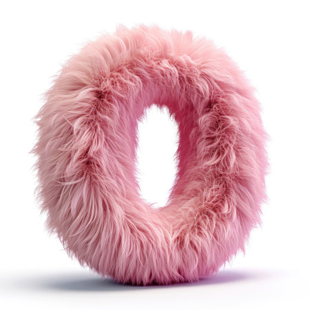 A pink furry letter o on a white background.の素材