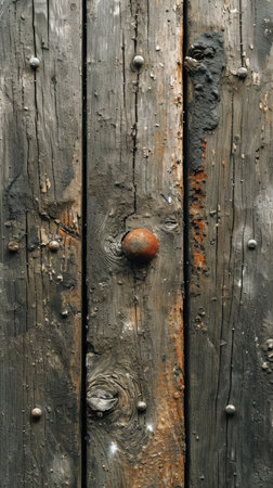 A close up of a piece of wood with peeling paint.の素材