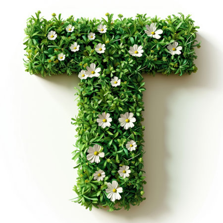 The letter t is made up of flowers.の素材