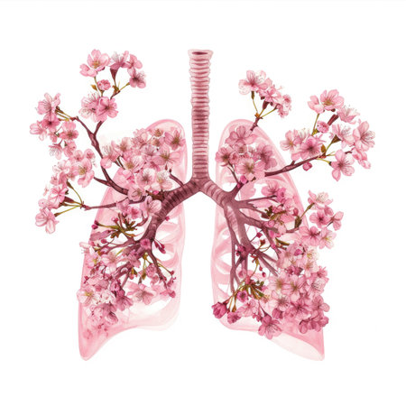 A picture of a lung with flowers on it. Concept illustration of healthy lungs.の素材