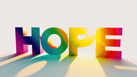 The word hope is painted in rainbow colors.の素材