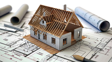A detailed private house replica, showcasing a meticulous fusion of digital innovation and hands-on craftsmanship.の素材