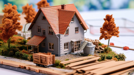 A detailed private house replica, showcasing a meticulous fusion of digital innovation and hands-on craftsmanship.の素材