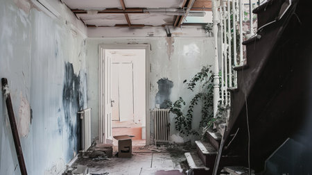 A room that is being remodeled, home renovation.の素材