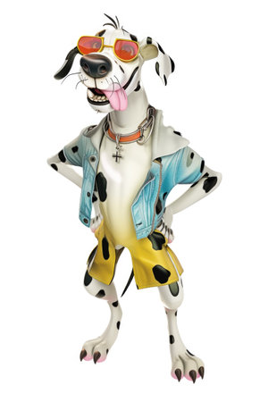 A figurine of a dalmatian dog wearing sunglasses.の素材