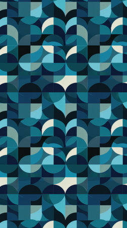 A blue and white abstract pattern with wavy shapes.の素材