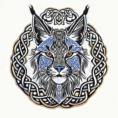 A drawing of a cat in a celtic style.の素材
